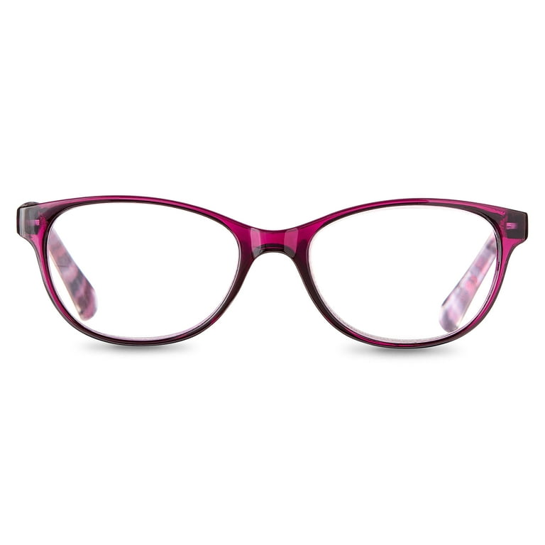 Equate Women s Heather Oval Reading Glasses with Case Purple 2.50