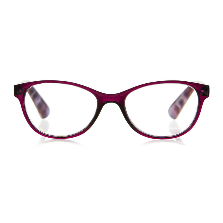Equate Women's Heather Oval Reading Glasses with Case, Purple, +3.25 