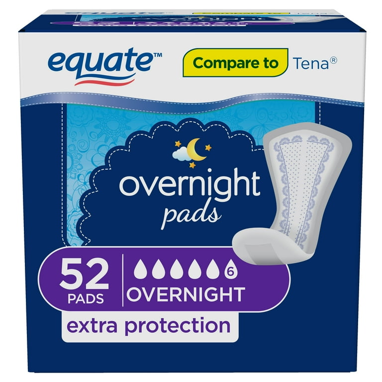 Equate Women's Incontinence Pads, Overnight (52 Count) 