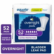 Equate Overnight Women's Ultimate-Regular Incontinence Pads, 52 count