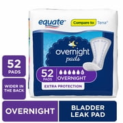 Equate Overnight Womens Ultimate-Regular Incontinence Pads, 52 count