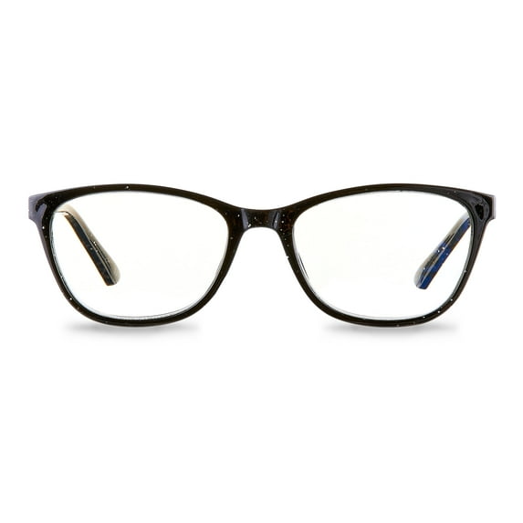 Equate Women's Kaia Bluelight Cateye Reading Glasses with Case, Black Speckled, +1.50