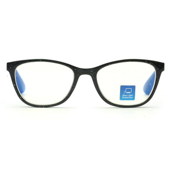Equate Women's Kaia Bluelight Cateye Reading Glasses with Case, Black Speckled, +3.25