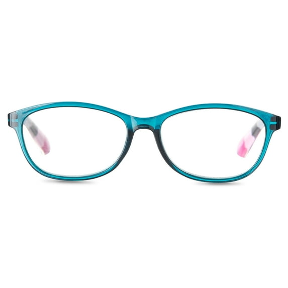 Equate Women's Lily Rectangle Reading Glasses with Case, Blue, +1.75