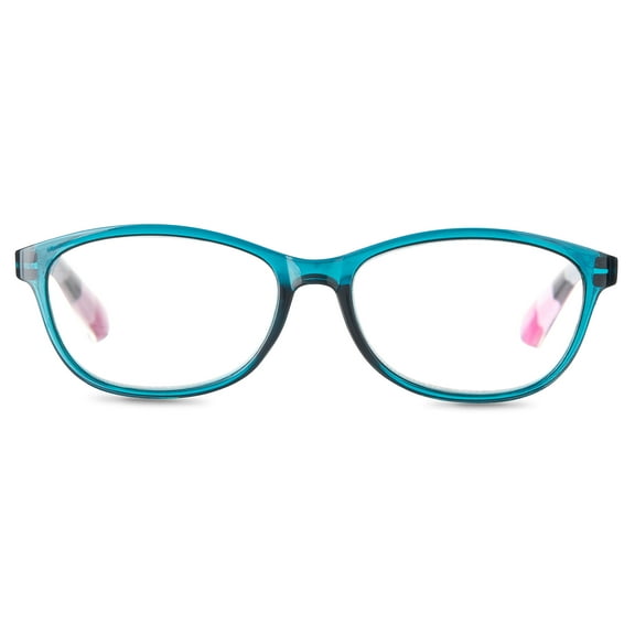 Equate Women's Lily Rectangle Reading Glasses with Case, Blue, +2.50