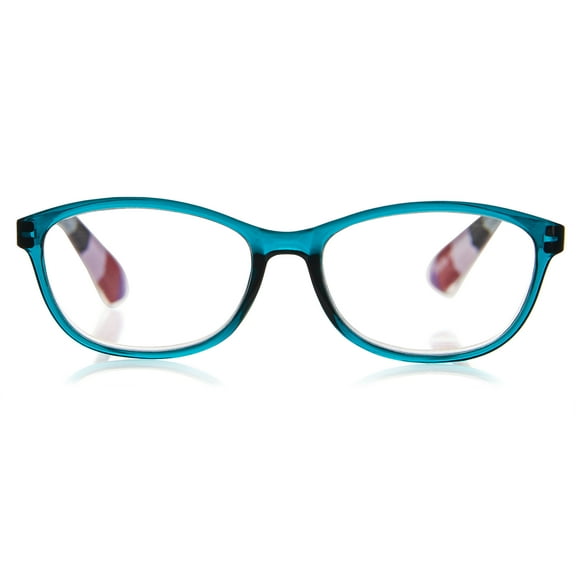 Equate Women's Lily Rectanglular Reading Glasses with Case, Blue, +3.25