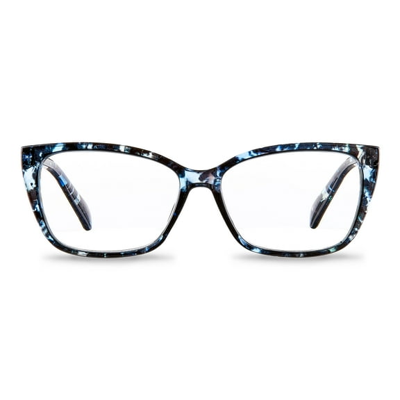 Equate Women's Orchid Cateye Reading Glasses with Case, Blue Purple Tortoise, +1.25