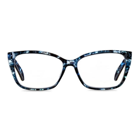 Equate Women's Orchid Cateye Reading Glasses with Case, Blue Purple Tortoise, +1.75