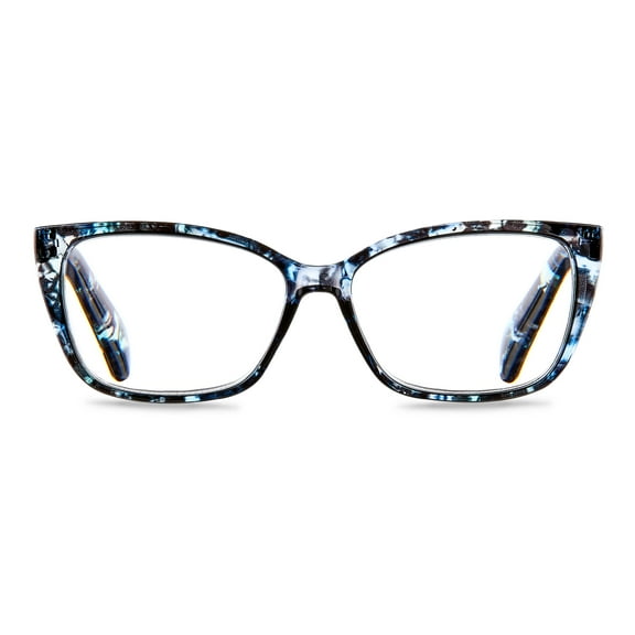 Equate Women's Orchid Cateye Reading Glasses with Case, Blue Purple Tortoise, +3.25