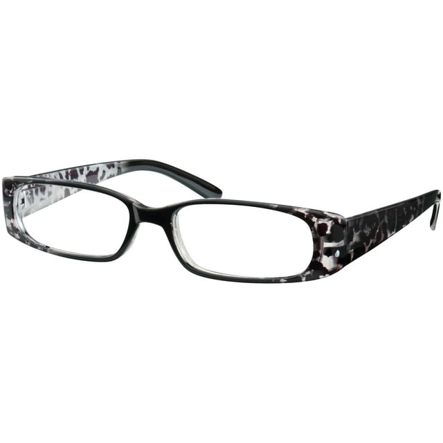 Equate Womens Poppy 100 Rectangle Reading Glasses Snow Leopard With Flower Case 6908