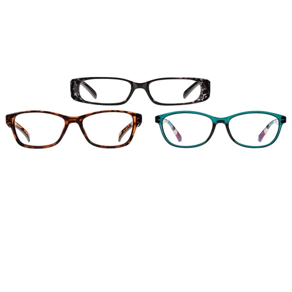 Equate Women's Sprig Value 3-Pack Rectangular Reading Glasses - Variety Pack, +1.00