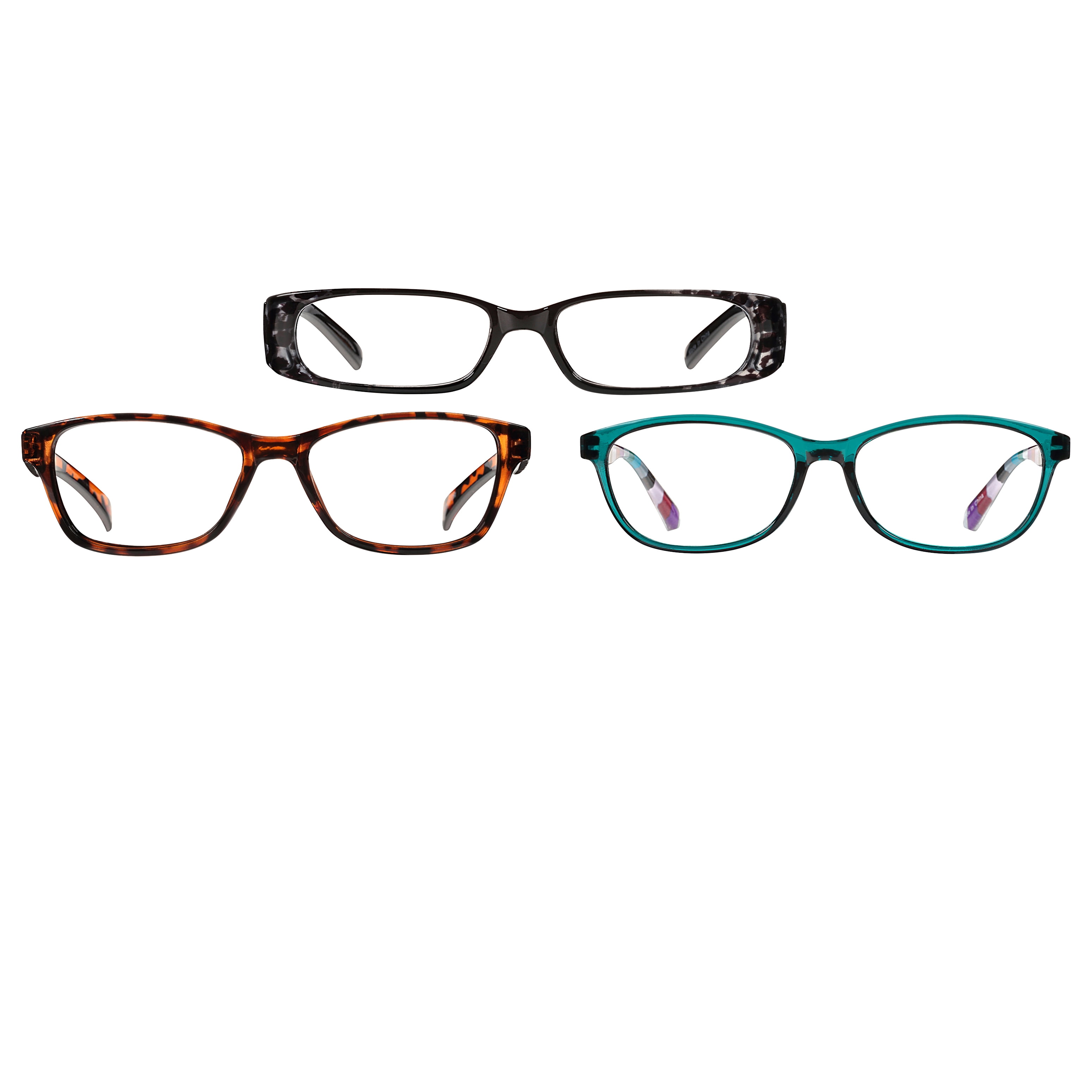 Equate Women's Sprig Value 3-Pack Rectangular Reading Glasses - Variety Pack, +2.50