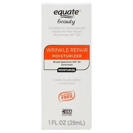 Equate Wrinkle Repair Moisturizer with SPF 30 Sunscreen for Face Care, 1 fl oz, Compare to Neutrogena® Rapid Wrinkle Repair Moisturizer SPF 30
