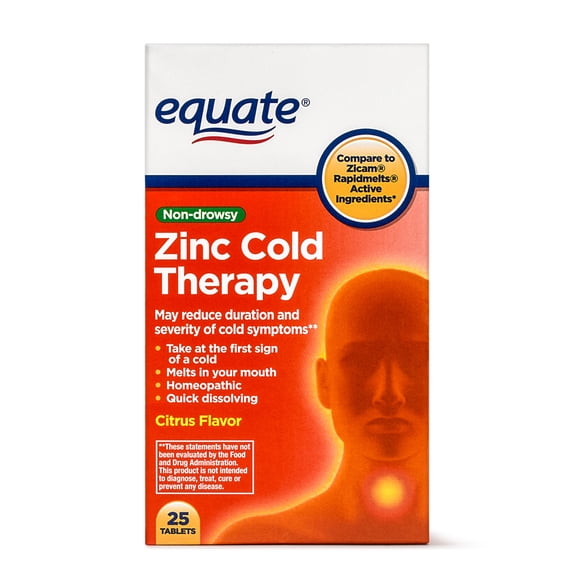 Equate Zinc Cold Therapy Citrus Flavor Tablets, 25 Count