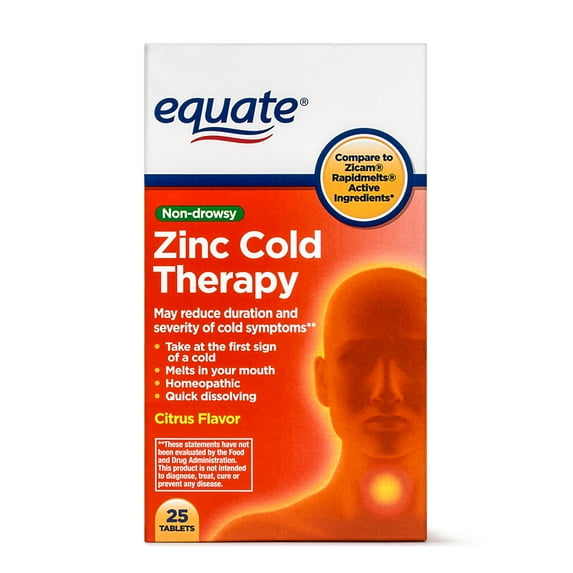 Equate Zinc Cold Therapy Citrus Flavor Tablets, 25 Count