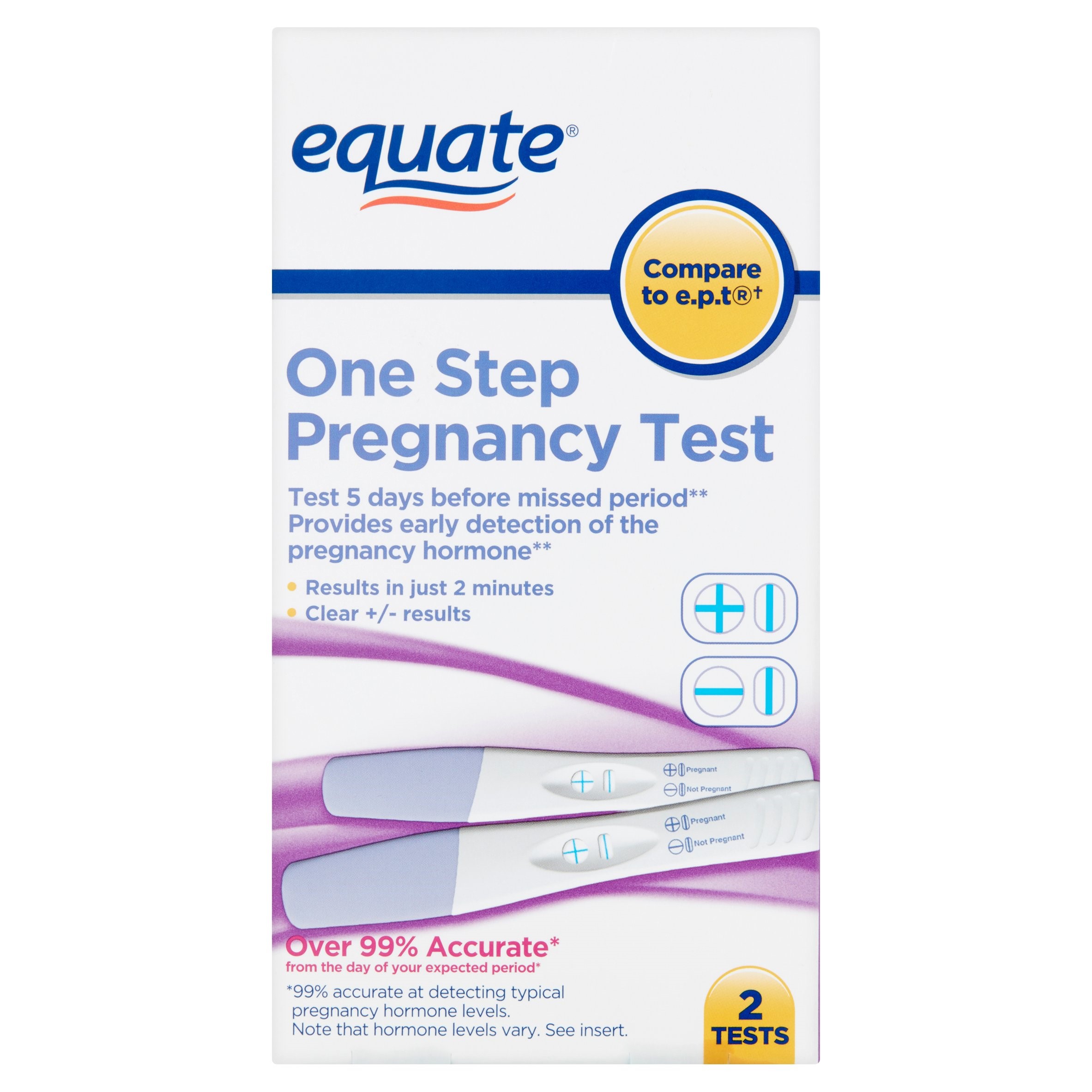 Equate one step pregnancy test, 2 Ct - image 1 of 4