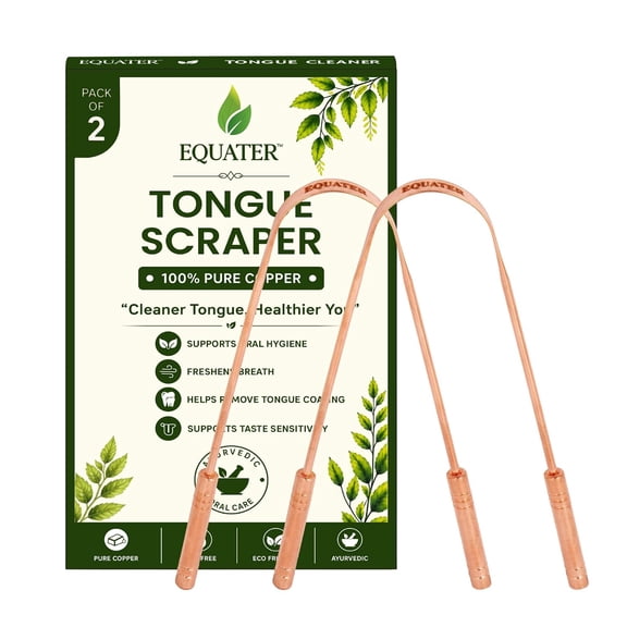 Equater Pure Copper Tongue Cleaner for Adults | Tongue Scraper for Oral Care | Ayurvedic Tongue Cleaner | Pack of 2