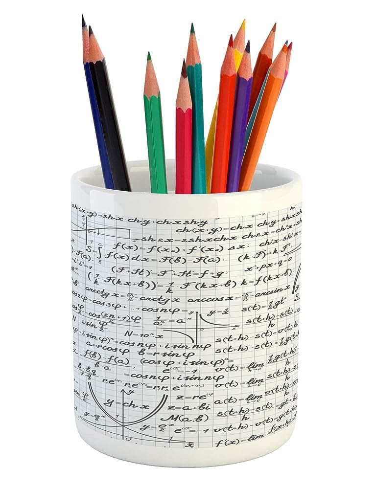 Equatis Pencil Pen Holder, Knowledge Themed Math Educati Complex Theorem and Formulas Grid