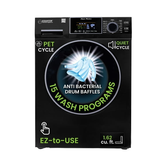 Equator 1.6 cu.ft./15 lbs Black 110V Front load Washer 15 programs + Pet Cycle