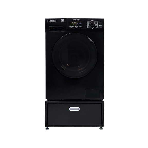 Equator 1.6cf 110V condensing  Sani Combo Washer Dryer 0 Clearance in Black with Allergen Cycle , 14 programs and a pedestal for storage