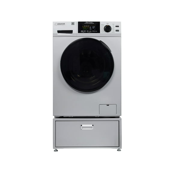 Equator 1.6cf 110V condensing Sani Combo Washer Dryer 0 Clearance in Silver with Sanitize Cycle, Pet Cycle and a Pedestal