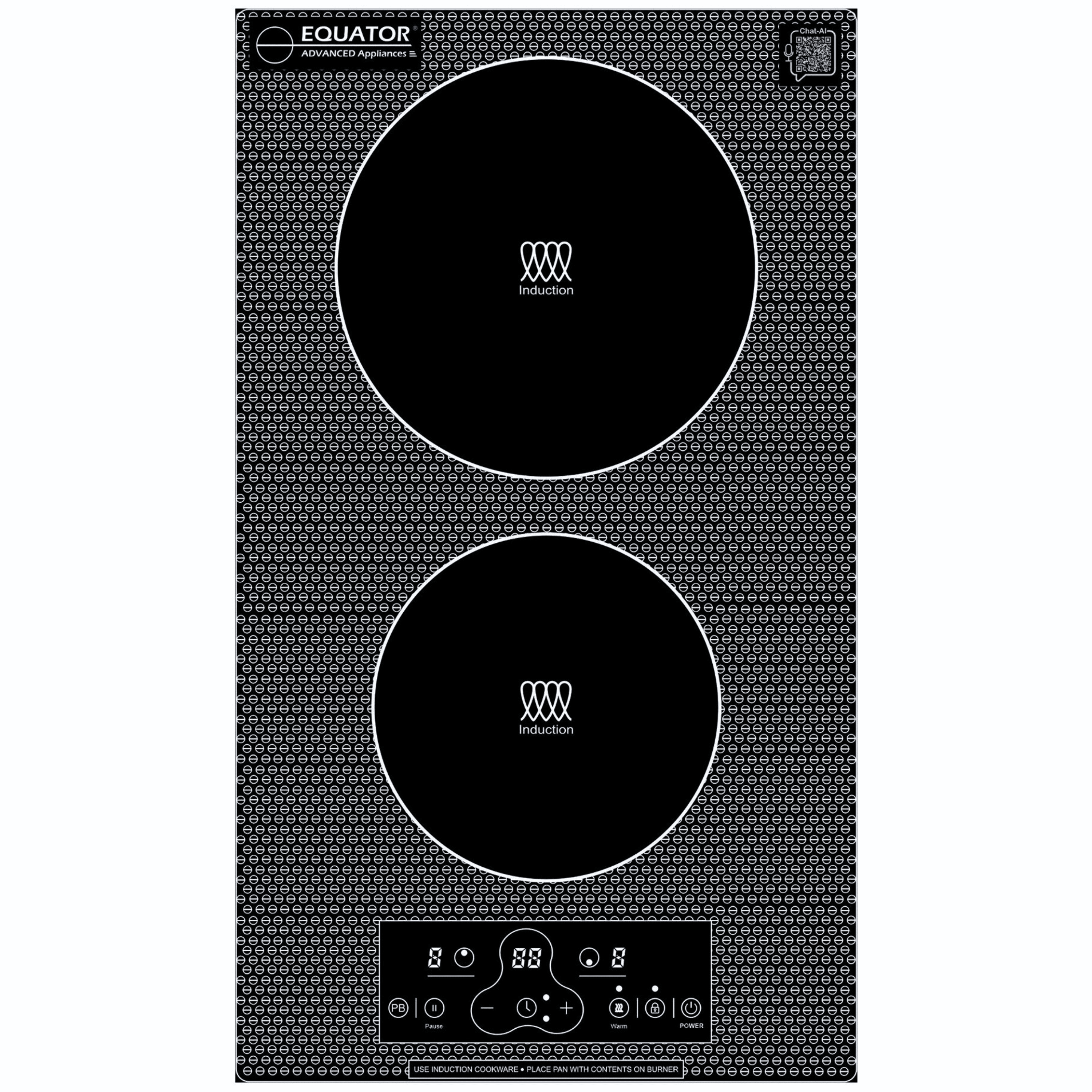 Equator 12-Inch Built-in or Freestanding Vertical 2-Burner Induction Cooktop, 110V