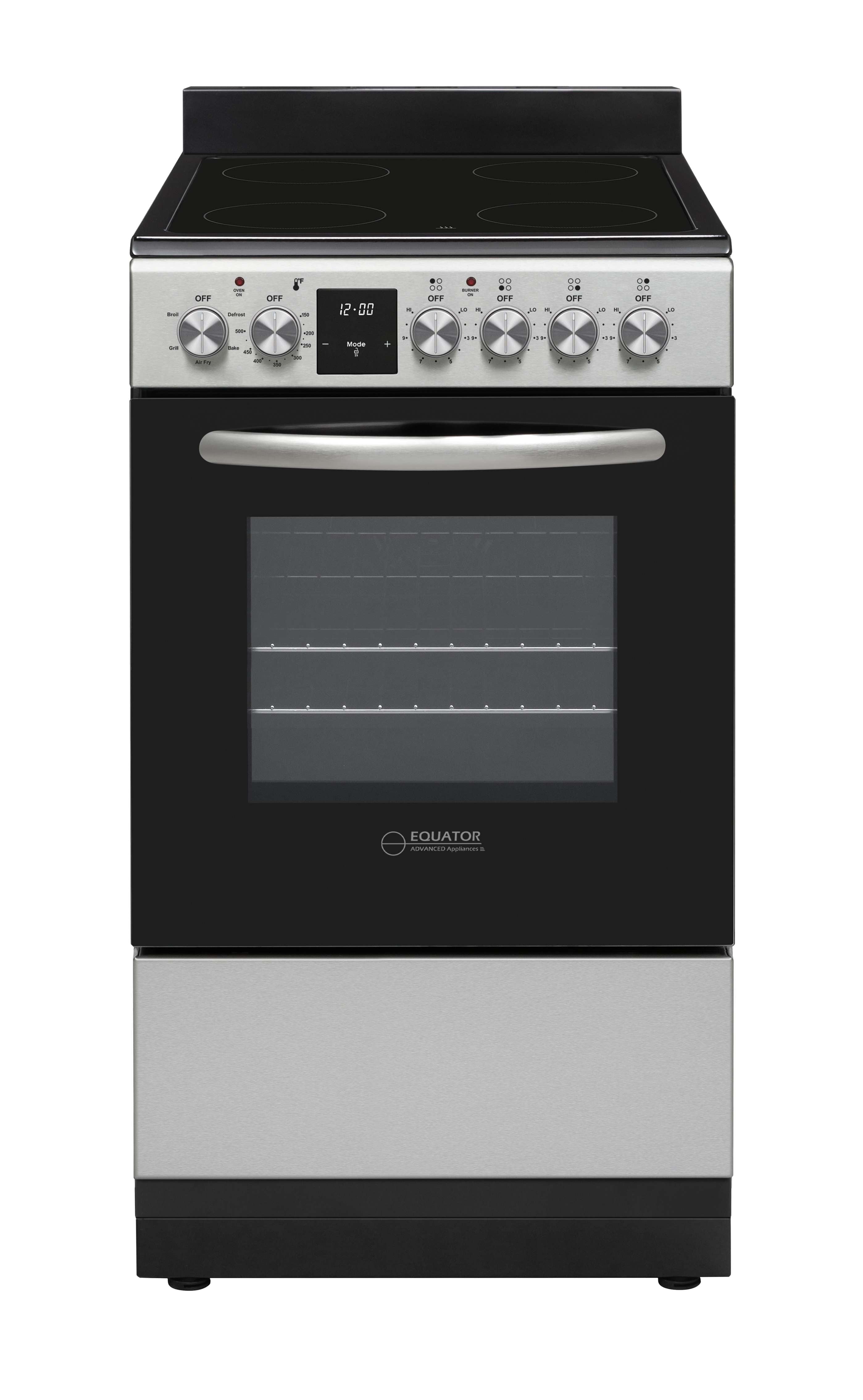 Equator 20" Electric Cooking Range 4 Ceramic Burner CONVECTION OVEN+AIR FRYER SS