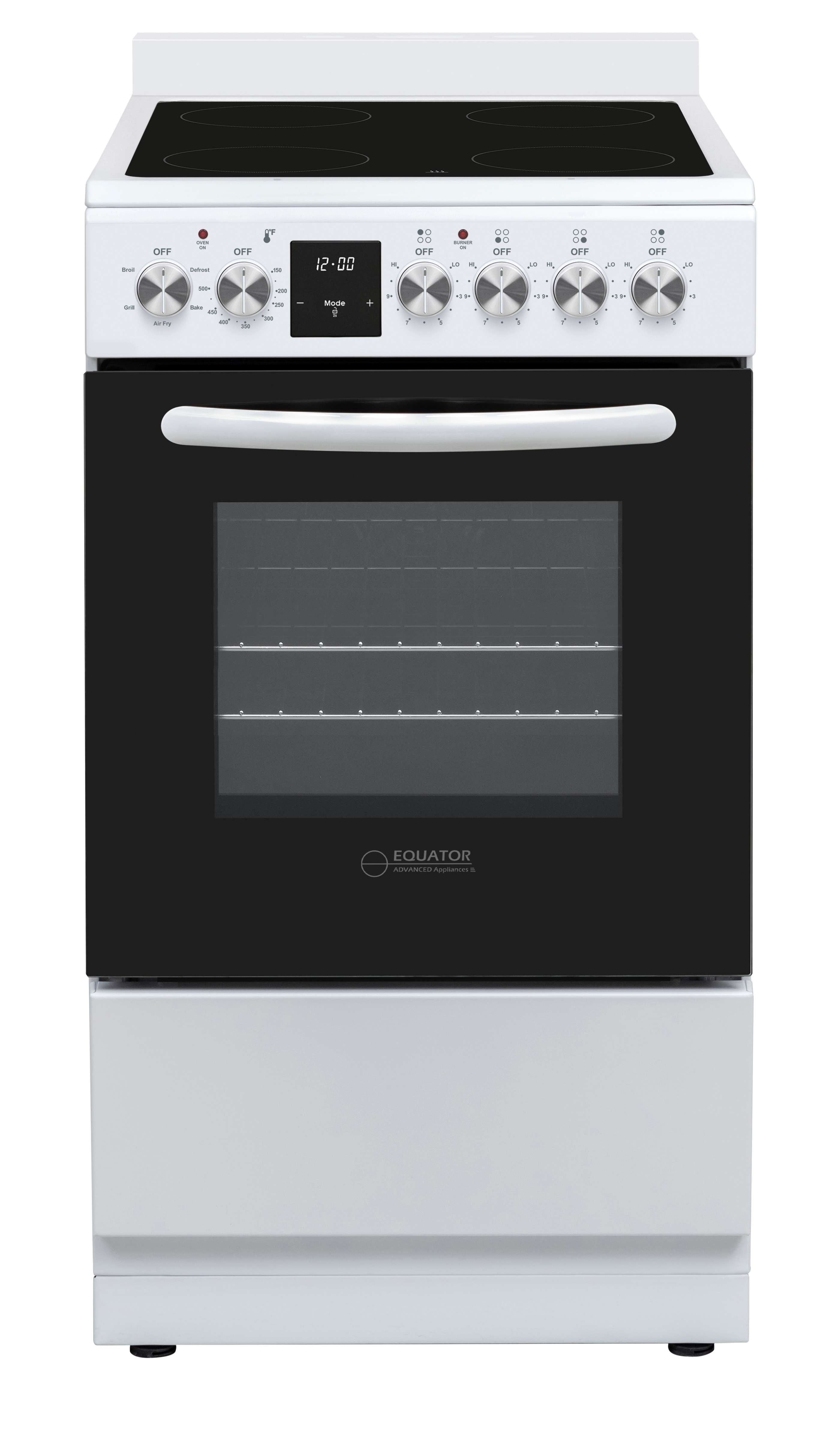 Equator 20" Electric Cooking Range 4 Ceramic Burner CONVECTION OVEN+AIR FRYER White