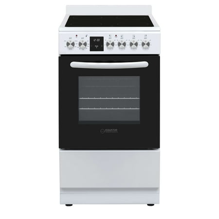 Equator 20" Electric Cooking Range 4 Ceramic Burner CONVECTION OVEN+AIR FRYER White