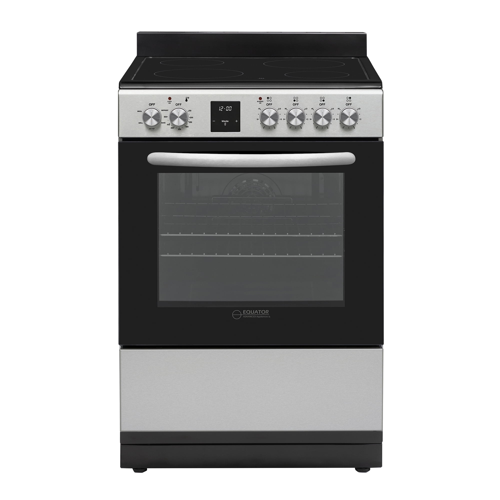 Equator 24" Electric Cooking Range 4 Ceramic Burner CONVECTION OVEN+AIR FRYER SS