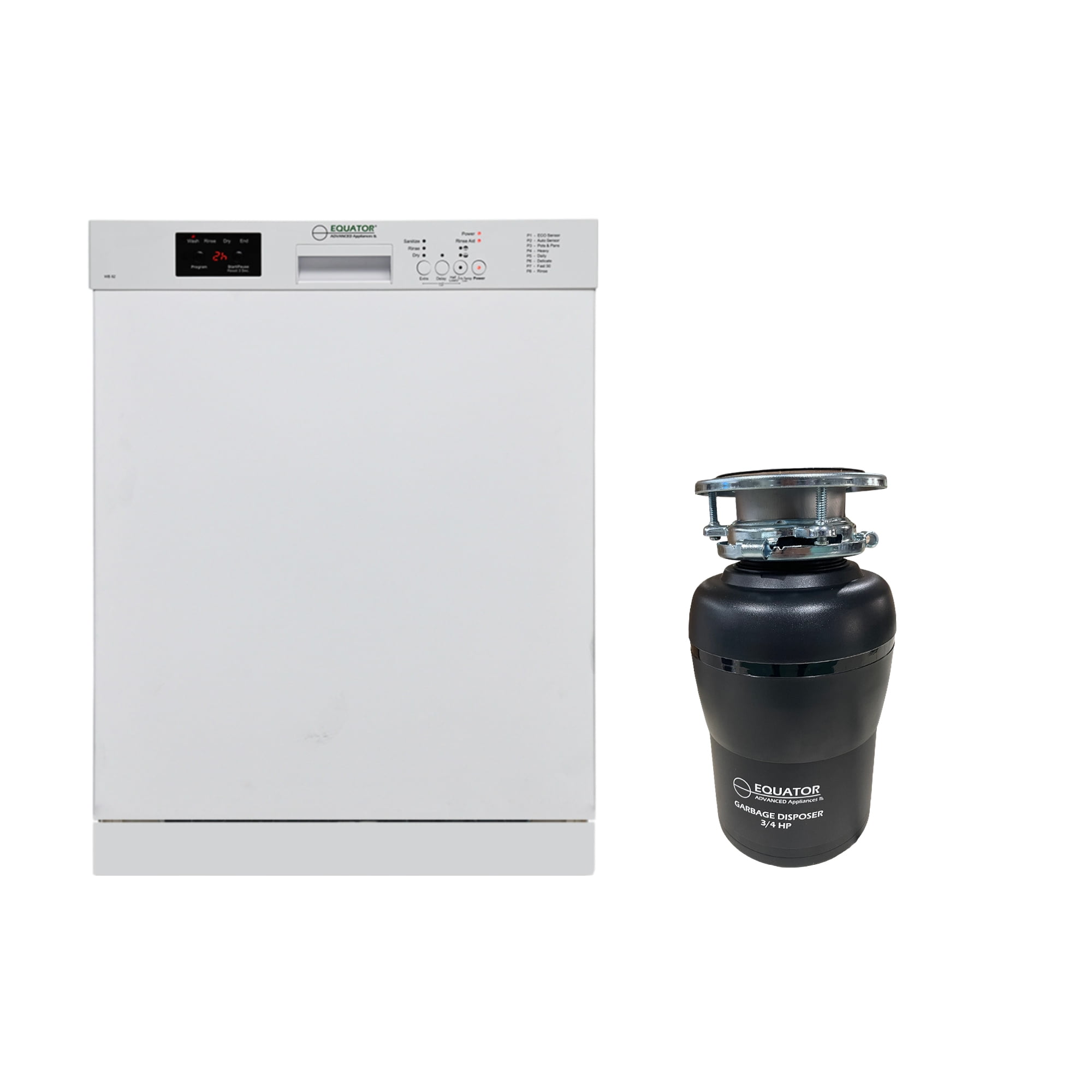 Equator 24 in Dishwasher 14 place + 3/4 HP Garbage Disposer QUIET 51dB 110V
