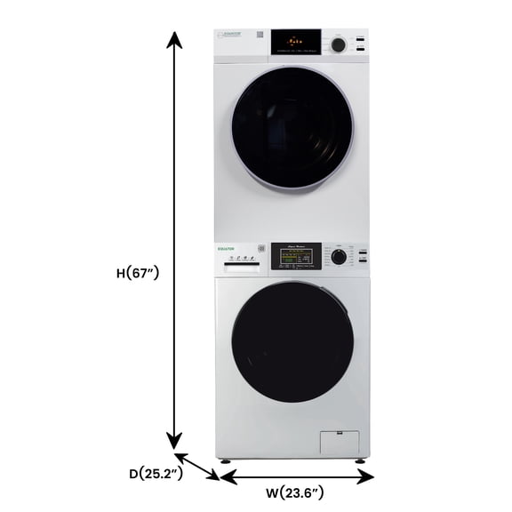 Equator ADVANCED STACK LAUNDRY 220V 26 Lb Washer 2.5cf+Vented Dryer 4cf 1 OUTLET