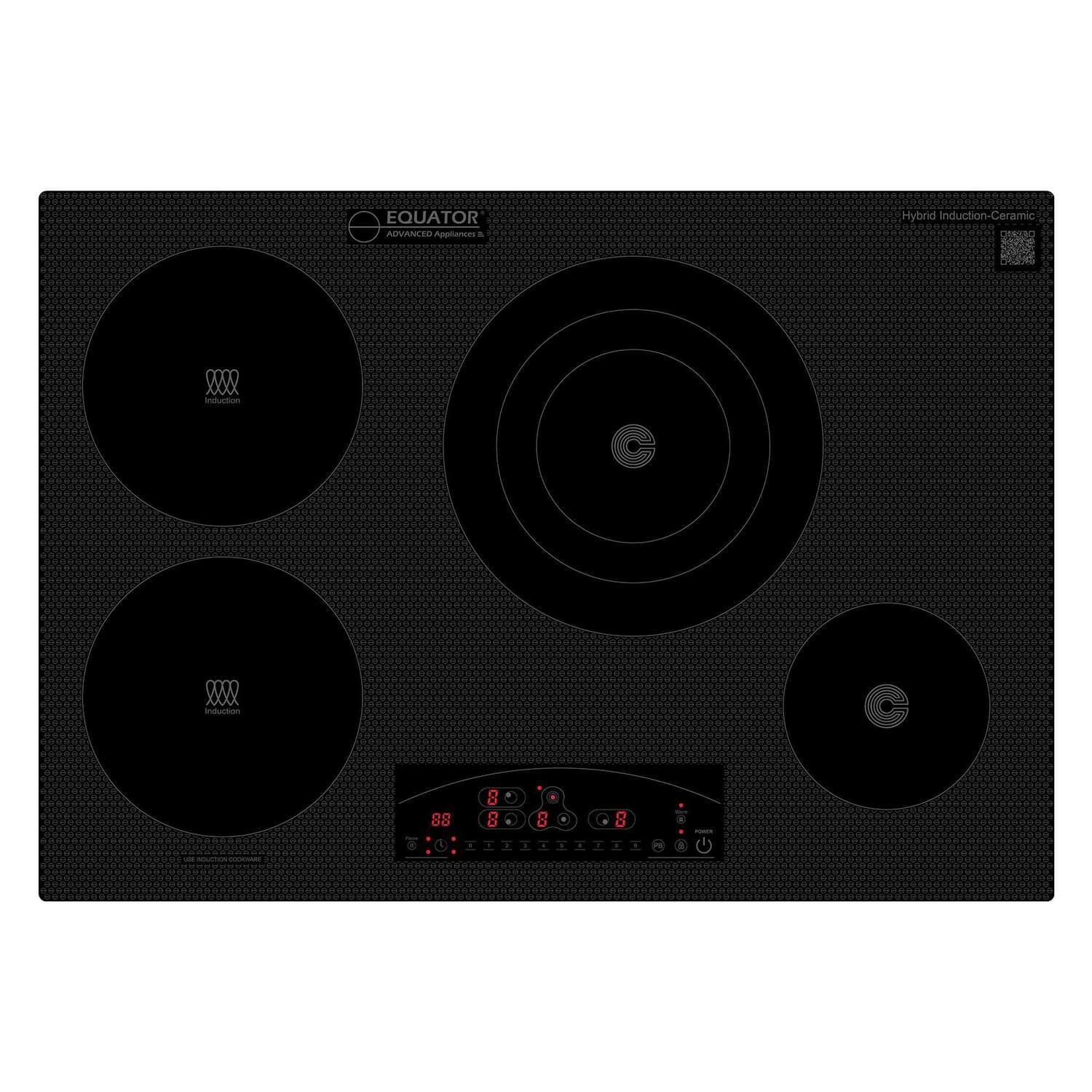 Equator 30" Black Ceramic-Induction 4 Burner Cooktop with Touch Control