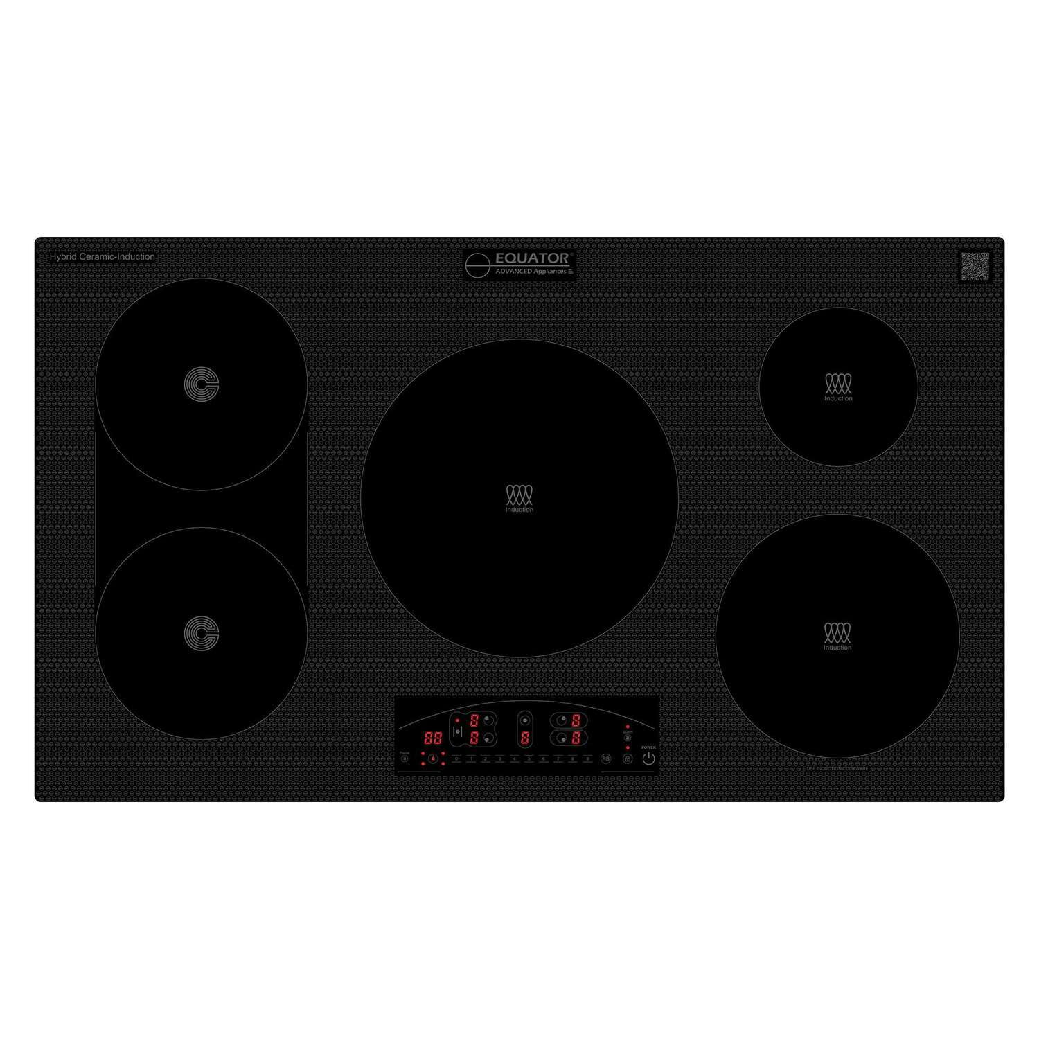 Equator Black Ceramic-Induction 36" 5 Burner Cooktop with Touch Control