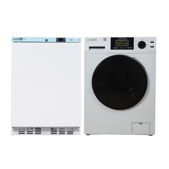 Equator Advanced Appliances 4600 + CMV 400 Compact 110V Vented/Ventless 1.6cf Sani Combo Washer Dryer+4cf Commercial Ref