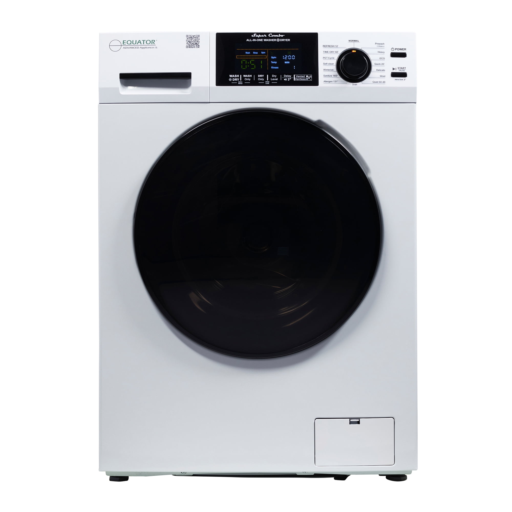 Equator 1.62 cu.ft/15lbs Ventless/Vented Washer Dryer Combo with Pet