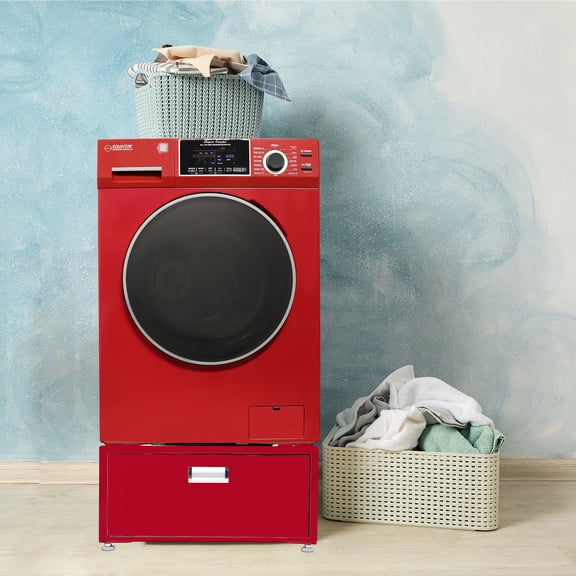 Equator All-in-one Washer Dryer CONVERTIBLE PET Sanitize Cycle 1.62 cf/15 lbs 1400RPM + PedestalMerlot