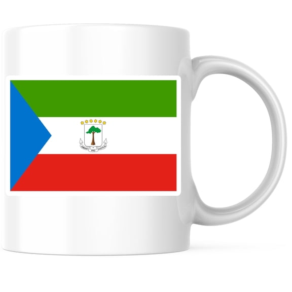 Equatorial Guinea World Flag Coffee Mug - Pride - 11 Ounce Coffee Mug - Printed On Both Sides - Choose from Over 100 Countries - Microwave & Dishwasher Safe - White Handle & Interior - BMCM00866