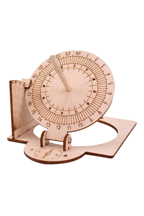 Equatorial Sundial Clock DIY Wooden Building for Adults and Children Experiment Equipment Durable Manual Assembly Model