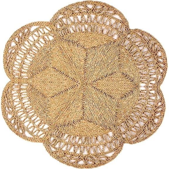 Equeen Handicraft Soft Bohemian Handmade Area Seagrass Accent Rugs For Bedroom, Indoor, Mat for Meditation 4 ft