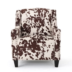 Equestria Studded New Velvet Club Chair, Milk Cow Print