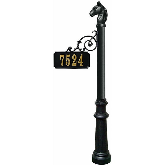 Scroll Mount Address Post with decorative Fluted base and Horsehead finial