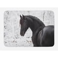thumbnail image 1 of Equestrian Bath Mat, Black Friesian Sport Horse Portrait on a Snowy Winter Background Novelty Picture, Non-Slip Plush Mat Bathroom Kitchen Laundry Room Decor, 29.5 X 17.5 Inches, White, Ambesonne, 1 of 2