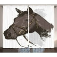thumbnail image 1 of Ambesonne Animal Curtains 2 Panel Set, Wild Horse Portrait, 108" x 96", Brown White, 1 of 3