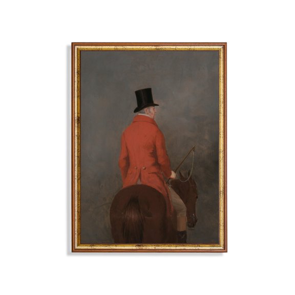 Equestrian Gentleman Antique Fox Hunt Rider In Coat Poster , Poster Print Only