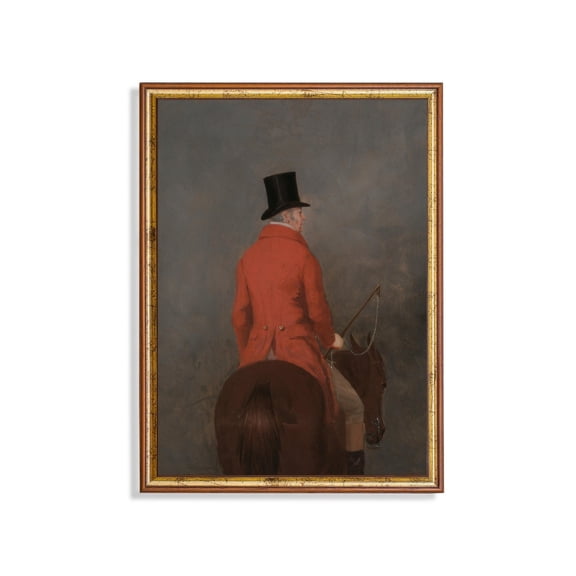 Equestrian Gentleman Poster Antique Fox Hunt Rider in Red Coat Unframed Paper Print