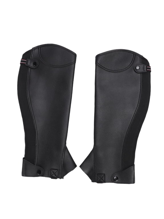 Equestrian Half Chaps for Adults Durable Microfiber Protective Leg Guard Riding Chaps, Black 3XL (20.47 inches / 52.00 cm)