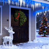 Equestrian Handmade Horse Head Wreath, Rustic Christmas Wreath with Faux Pine and Greenery, Front Door Decor with Red Bow for Holiday