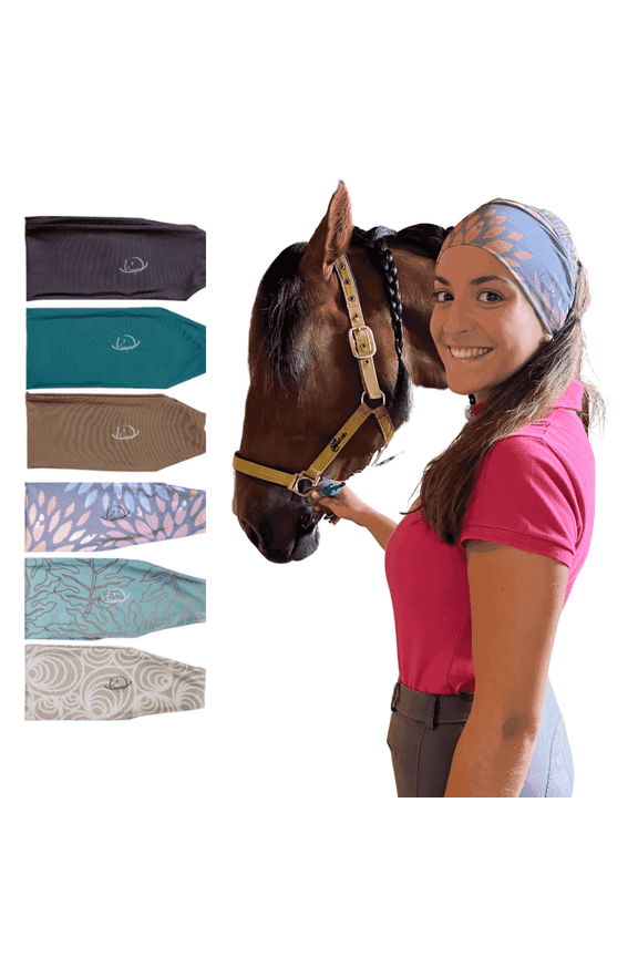 Equestrian Headbands for Women, Under Riding Helmet Wide Hair Bands, 6 Pack Fall Colors, Sportswear Accessories Suitable for Use with Bike Helmets, Yoga & Hiking