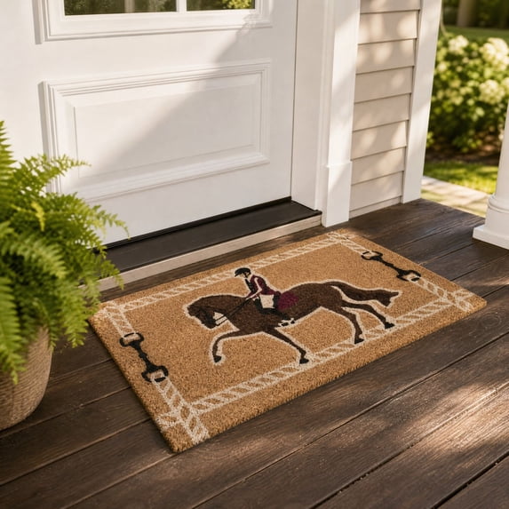 Equestrian Horse Doormat, 24" x 16" Horse Welcome Ma, Horse Riding Farmhouse Entryway Rug for Indoor Front Door Foyer Hallway, Equestrian Decor Gift for Horse Lovers